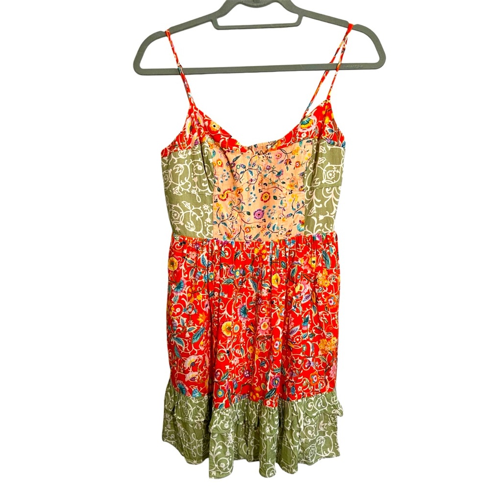 Anthropologie size S floral square neck corset mini dress